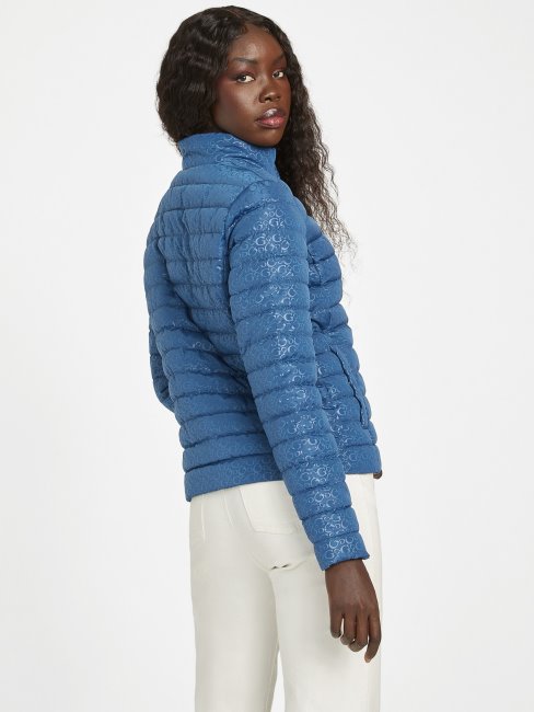 Guess Eco Fleur Logo Veste Matelassée Rigel Bleu
