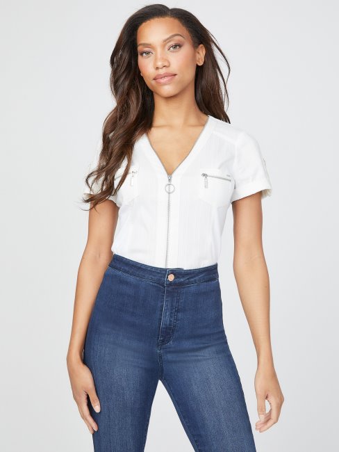 Haut Zippé Guess Raya Blanc Pur