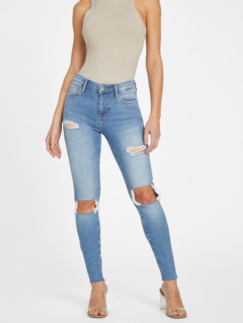 Guess Eco Zuley Destroy Jean Skinny Taille Mi-haute Délavage Clair Destroy