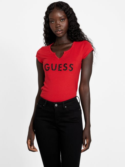 Tee Shirt Rugby Rouge Guess Holly Crush