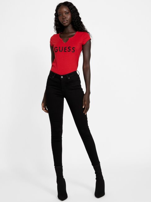 Tee Shirt Rugby Rouge Guess Holly Crush