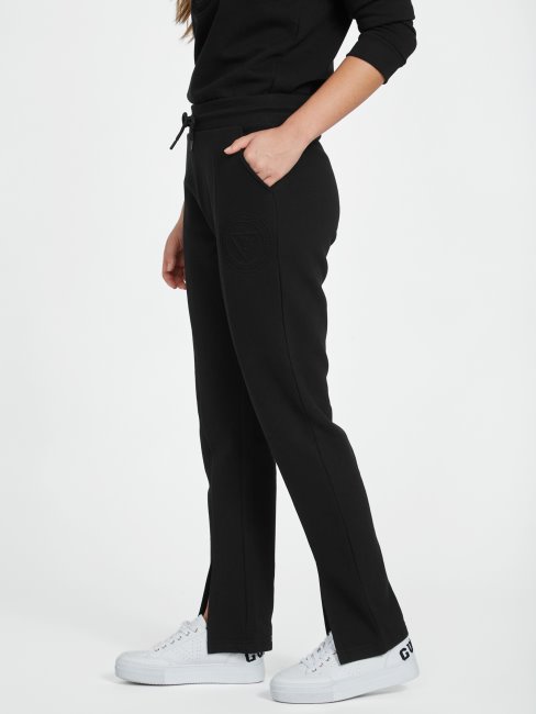 Guess Tabitha Split Ourlet Logo Pantalon Jet Noir