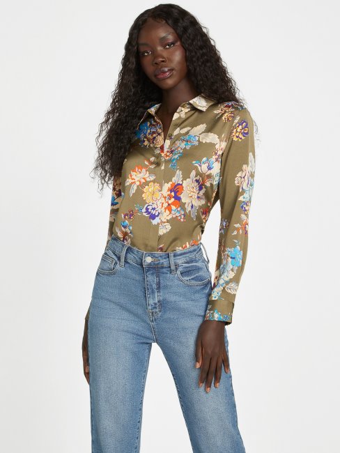 Honneur Chemise En Satin Imprimé Lux Infusé Guess