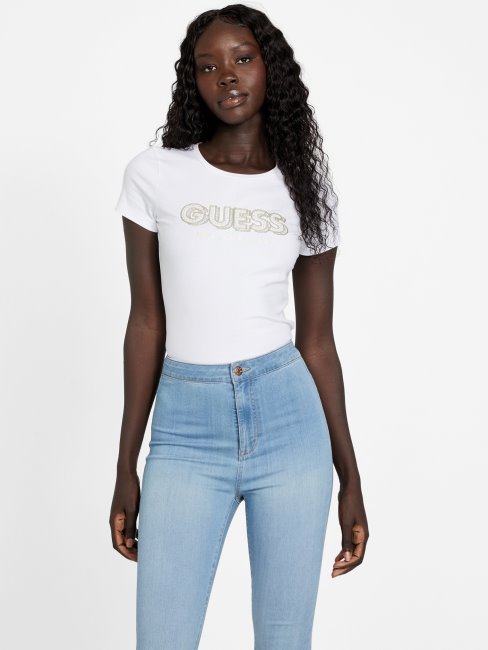 T-shirt Nacré à Logo Fran Eco Blanc Pur Guess