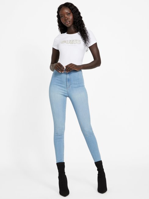 T-shirt Nacré à Logo Fran Eco Blanc Pur Guess