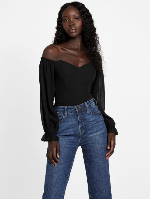 Haut Transparent Sharlene Guess Noir De Jais