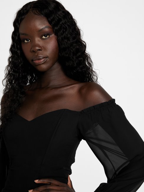 Haut Transparent Sharlene Guess Noir De Jais