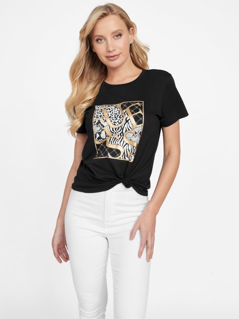 T-shirt à Logo Iggy Noir De Jais Guess