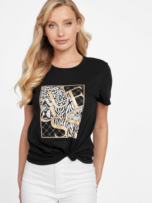 T-shirt à Logo Iggy Noir De Jais Guess