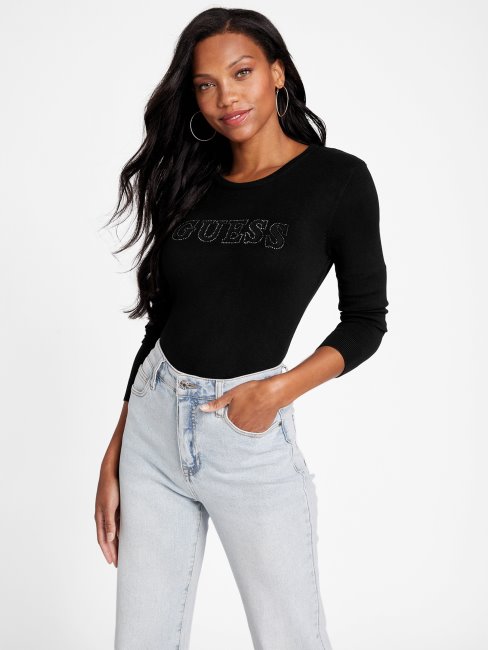 Pull Noir Jet Guess Eco Flossie Logo