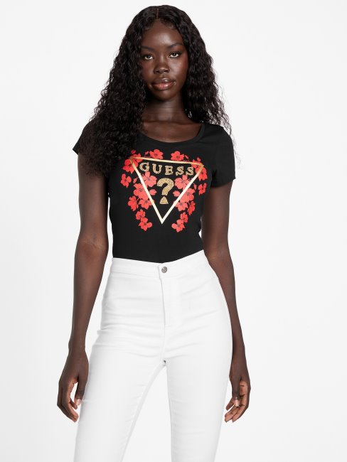 T-shirt à Logo Perlé Guess Eco Tu Noir Jais