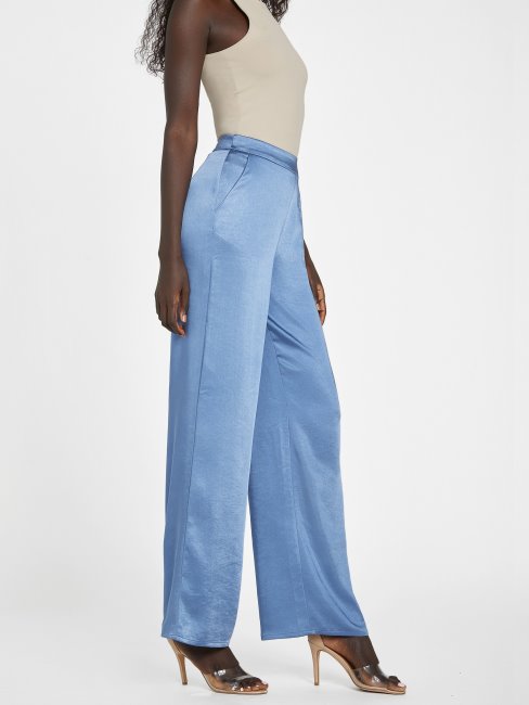 Guess Pantalon Large En Satin Gia Bleu Rigel