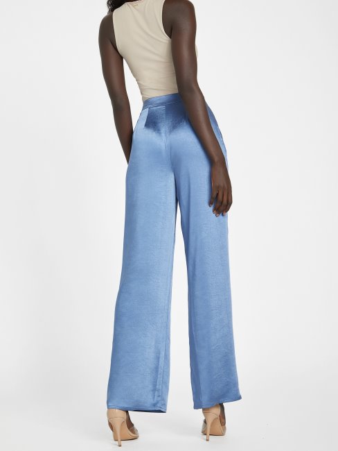 Guess Pantalon Large En Satin Gia Bleu Rigel