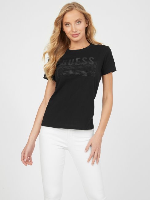 T-shirt à Logo Lisey Strass Noir Jet Guess