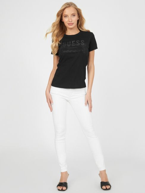 T-shirt à Logo Lisey Strass Noir Jet Guess