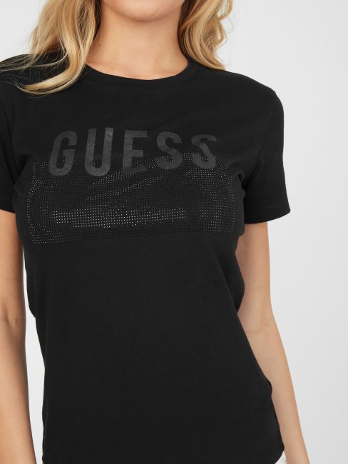 T-shirt à Logo Lisey Strass Noir Jet Guess