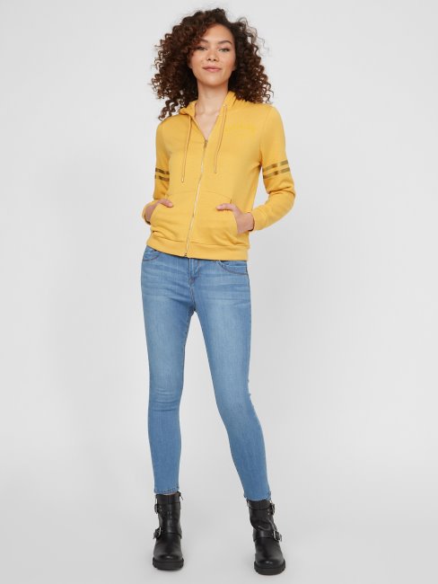 Sweat à Capuche Zippé Avec Logo Pilar Abricot Poussiéreux Guess