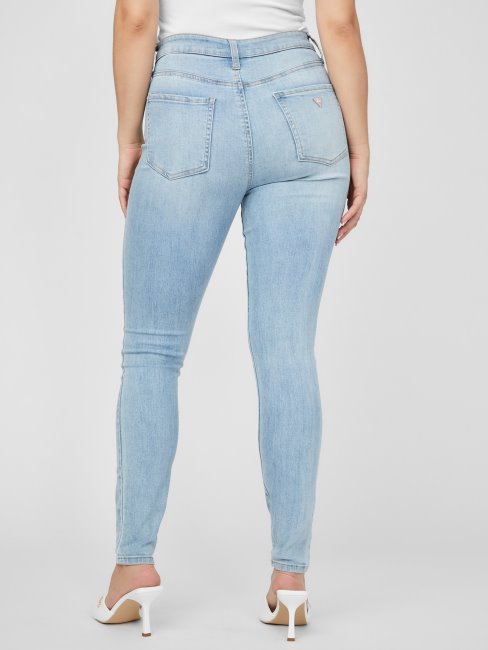 Guess Eco Simmone Jean Skinny Taille Haute Délavage Destroy Clair Entrejambe 30 Exclusivité En Ligne