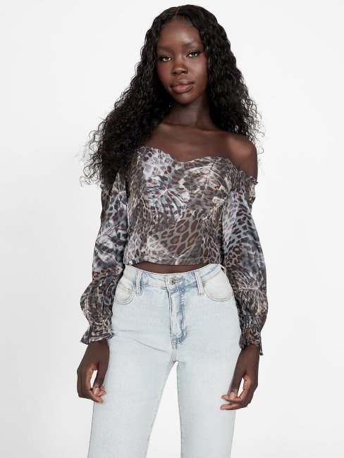 Haut Transparent Sharlene Guess Jacquard Léopard Multi