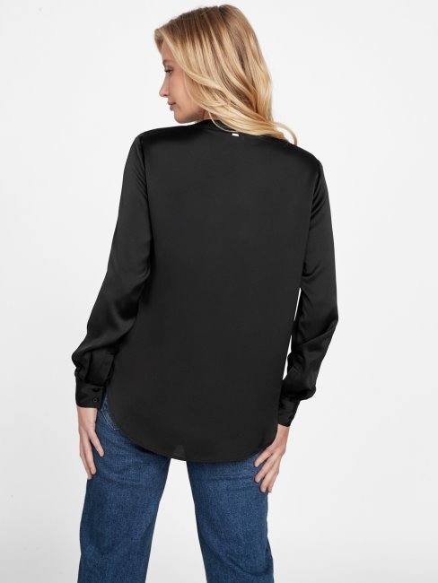 Guess Haut En Satin Mayra Noir De Jais