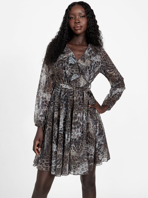 Robe Courte Velina Jacquard Léopard Multi Eco Guess