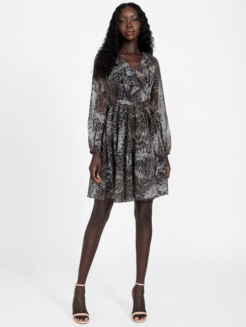 Robe Courte Velina Jacquard Léopard Multi Eco Guess