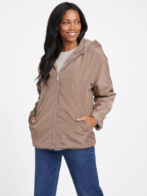 Guess Veste Réversible Fatima Mousse Taupe