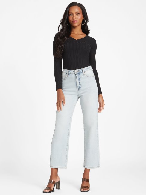 Guess Mabel Strass Logo Top Noir De Jais