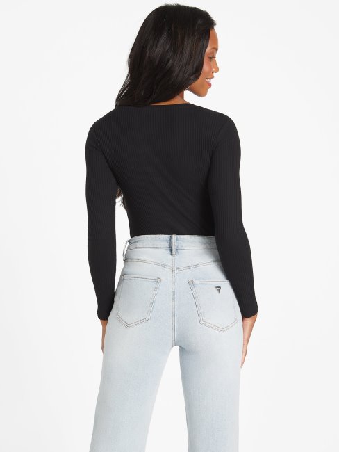 Guess Mabel Strass Logo Top Noir De Jais