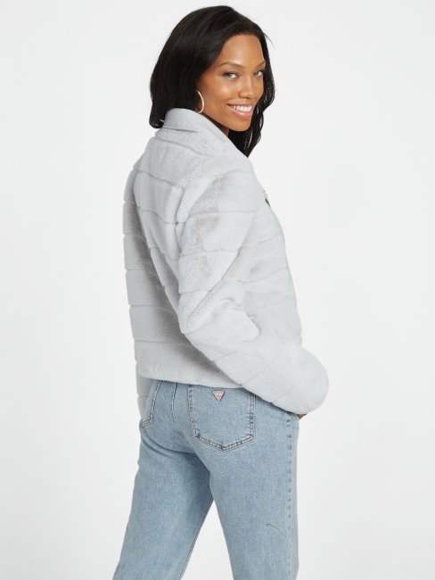 Cadia Veste De Moto En Fausse Fourrure Gris Montagne Guess