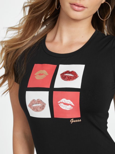 Tee Shirt Guess Ellamae Noir De Jais