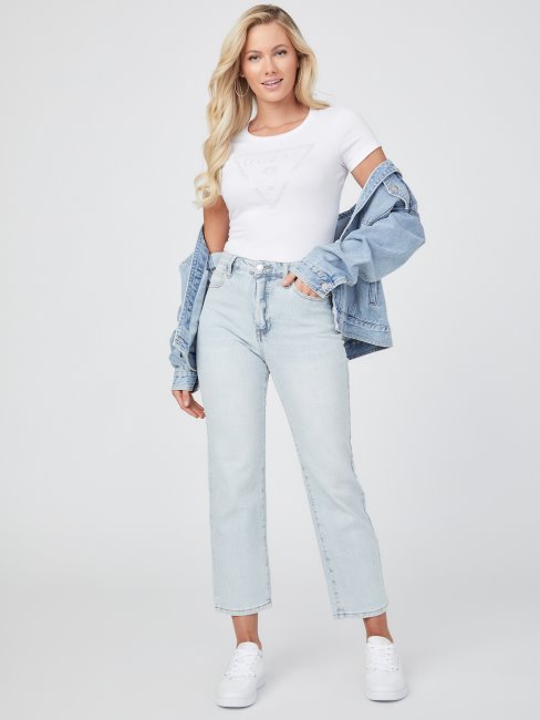 T-shirt Eco Cathy Strass Logo Blanc Pur Guess