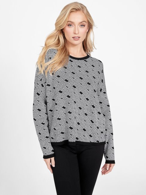 Pull Noir De Jais Cachet Boxy Eco Multi Guess