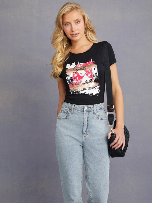 Tee Shirt Guess Amoni Noir Jet