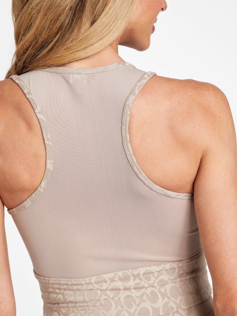 Guess Velours Taupe Dana Logo Active Top