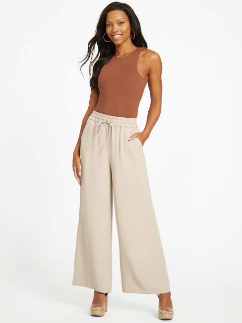 Guess Kennedy Pantalon Large Velours Taupe