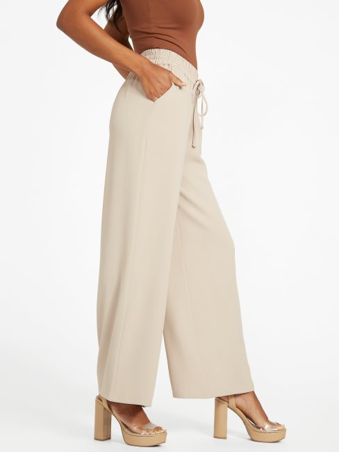 Guess Kennedy Pantalon Large Velours Taupe