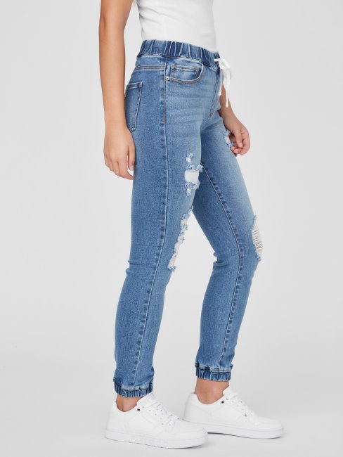 Pantalon De Jogging En Denim Taille Mi-haute Cachemire Guess Medium Destroy