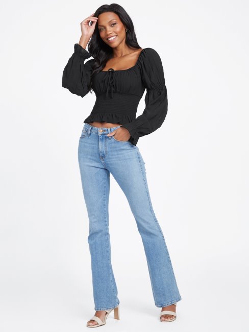 Guess Top Smocké Kyrie Noir De Jais