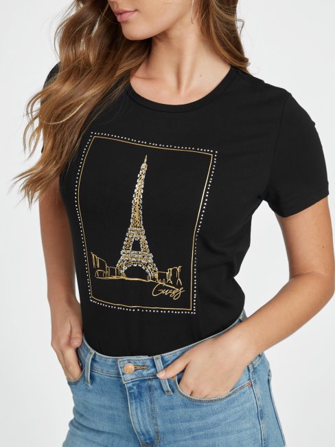 Tee Shirt Bettie Tower Guess Noir De Jais
