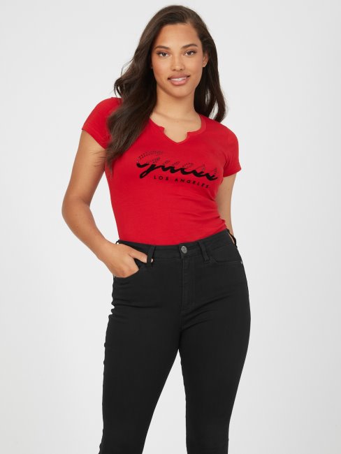 Tee Shirt Guess Anise Logo Rugby Rouge