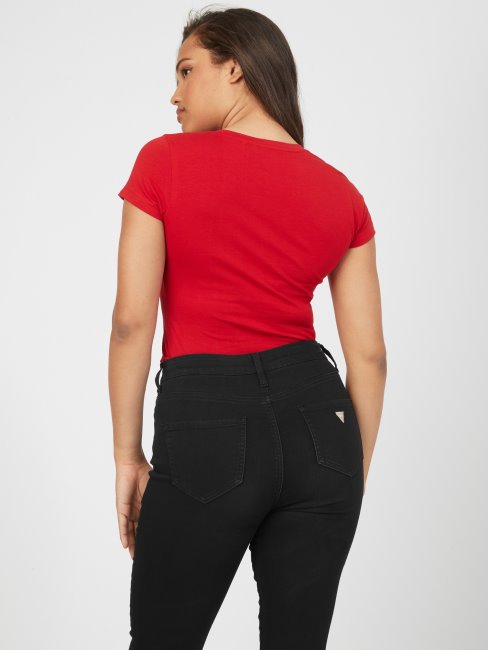 Tee Shirt Guess Anise Logo Rugby Rouge