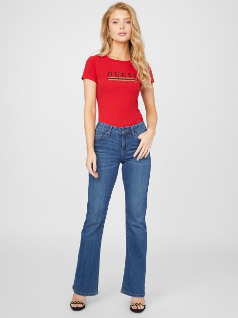 T-shirt à Sequins Sterling Rugby Rouge Guess