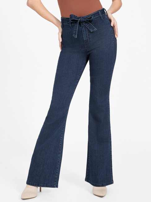 Guess Eco Paloma Pantalon évasé Ceinturé Délavé Foncé