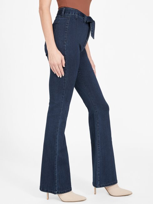 Guess Eco Paloma Pantalon évasé Ceinturé Délavé Foncé