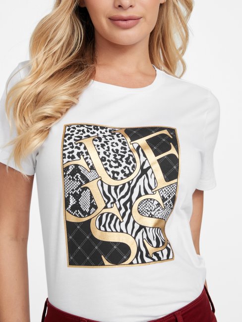 Tee Shirt Iggy Logo Guess Blanc Pur