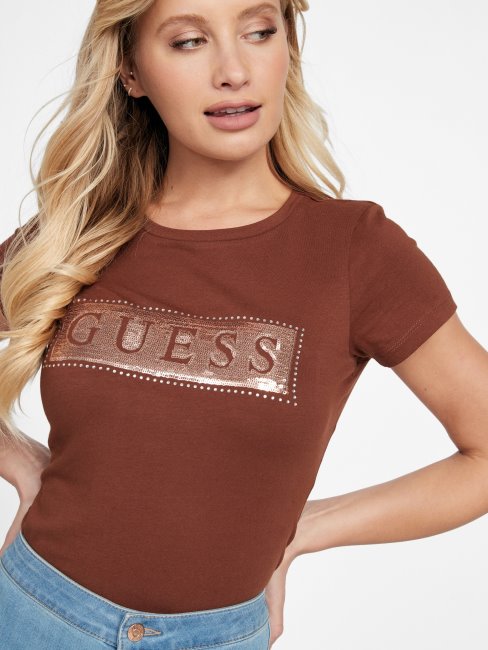 T-shirt à Sequins Et Acier Et Strass Hickory Manor Guess