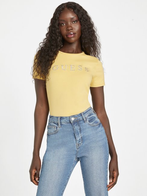 Poussiéreux Levier Du Soleil Jill Rhinestone Logo Tee Deviner