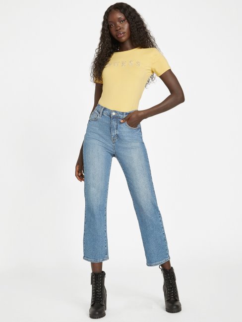 Poussiéreux Levier Du Soleil Jill Rhinestone Logo Tee Deviner