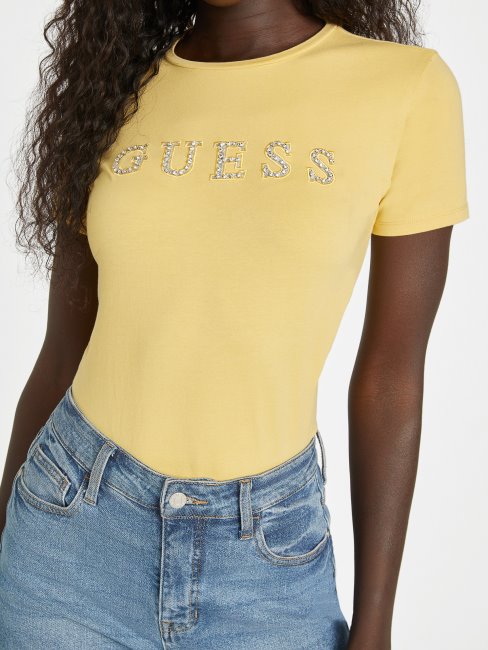 Poussiéreux Levier Du Soleil Jill Rhinestone Logo Tee Deviner